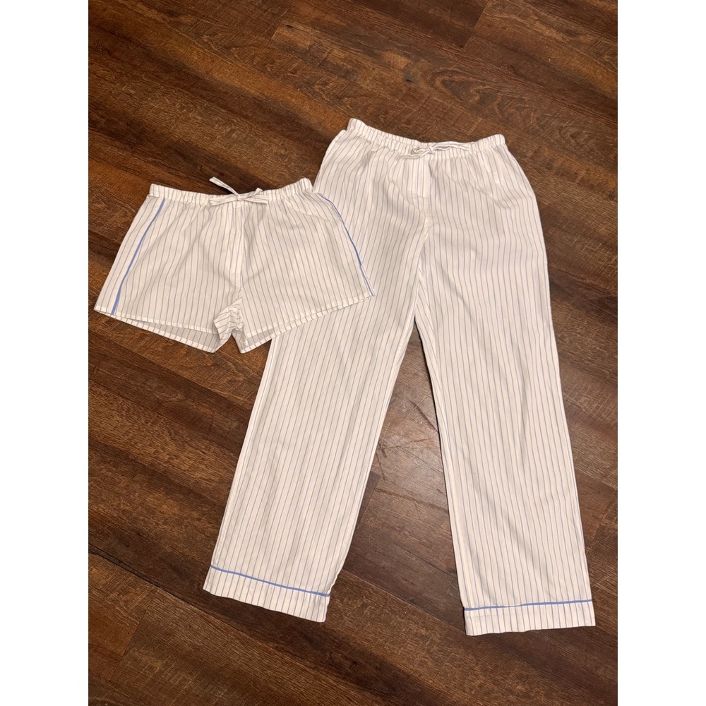 Aritzia The Group 100% Cotton Blue Stripe Pajama Set XS Pants & Shorts